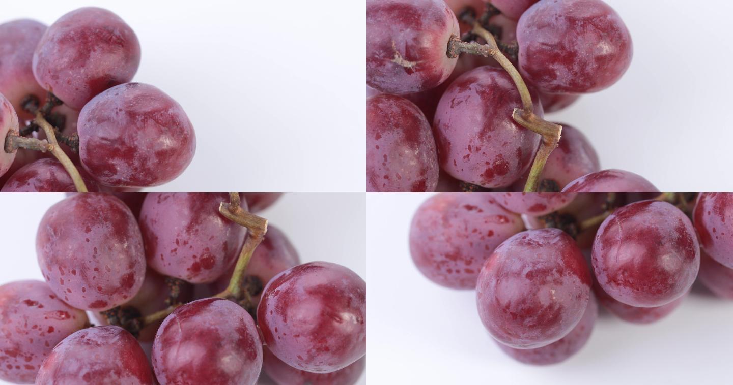 【正版素材】新鲜水果葡萄白背景近景竖移
