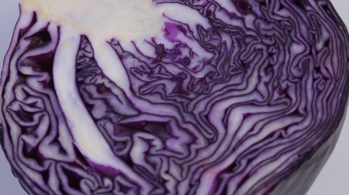 【正版素材】蔬菜紫甘蓝白背景近景旋转