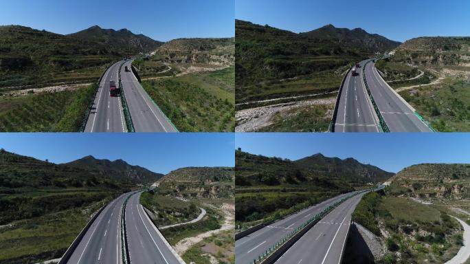 大山里的高速公路航拍
