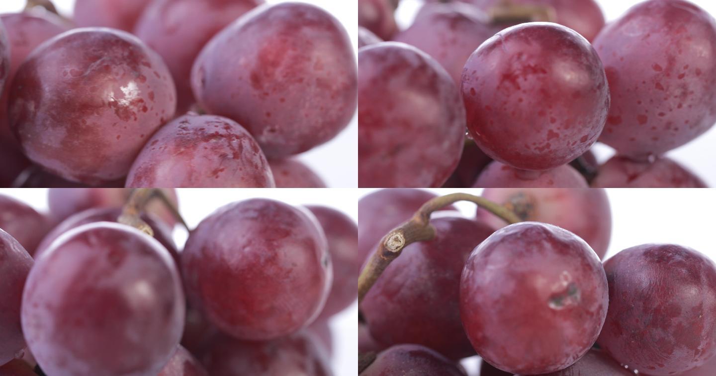 【正版素材】新鲜水果葡萄白背景近景旋转