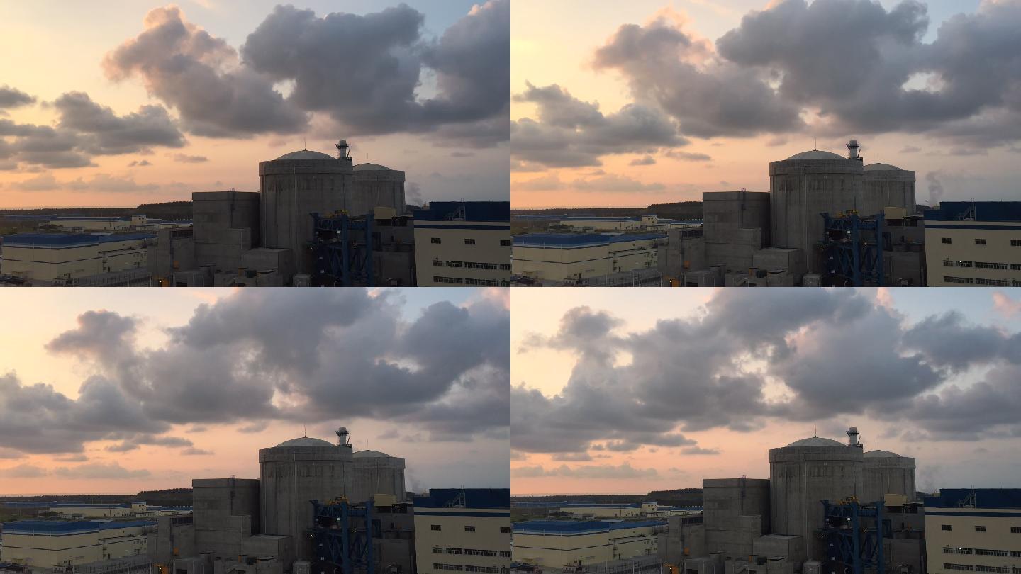 核电站落日延时摄影
