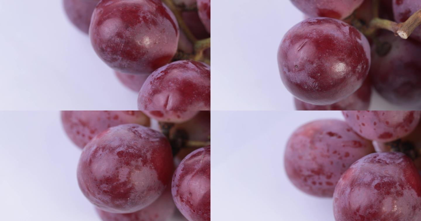 【正版素材】新鲜水果葡萄白背景俯拍旋转