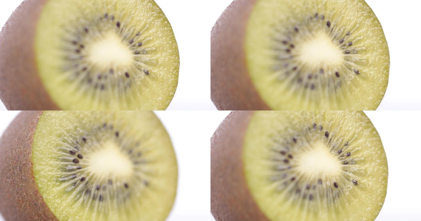【正版素材】新鲜水果猕猴桃白背景特写变焦