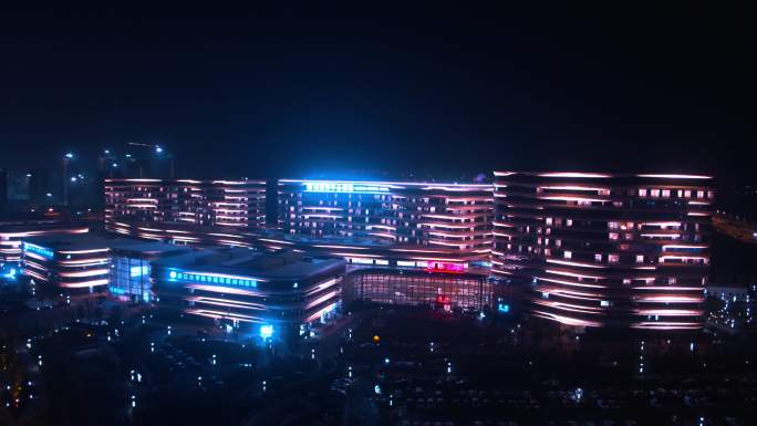 湖州吴兴中心医院夜景航拍