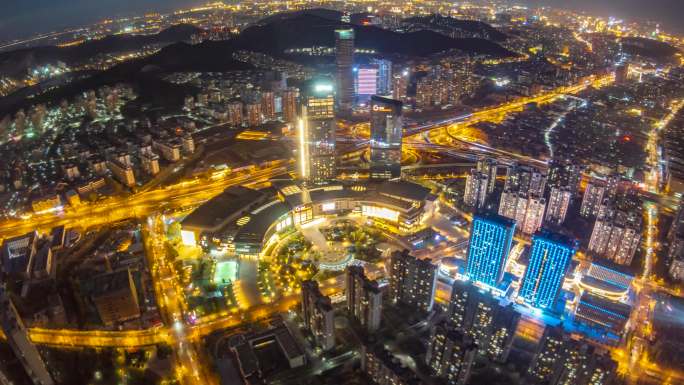 [有版权]延时航拍鲁能贵和商场夜景