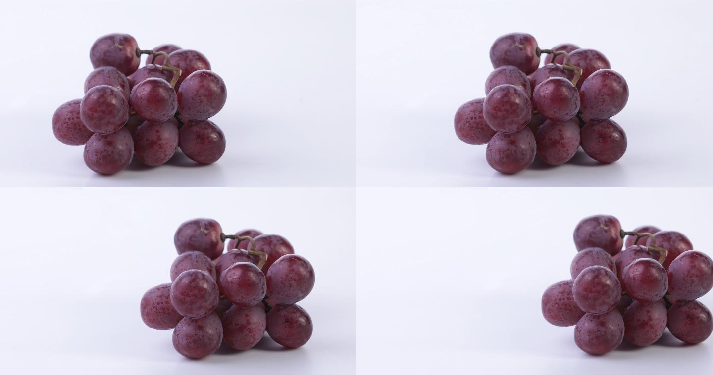 【正版素材】新鲜水果葡萄白背景全景横移