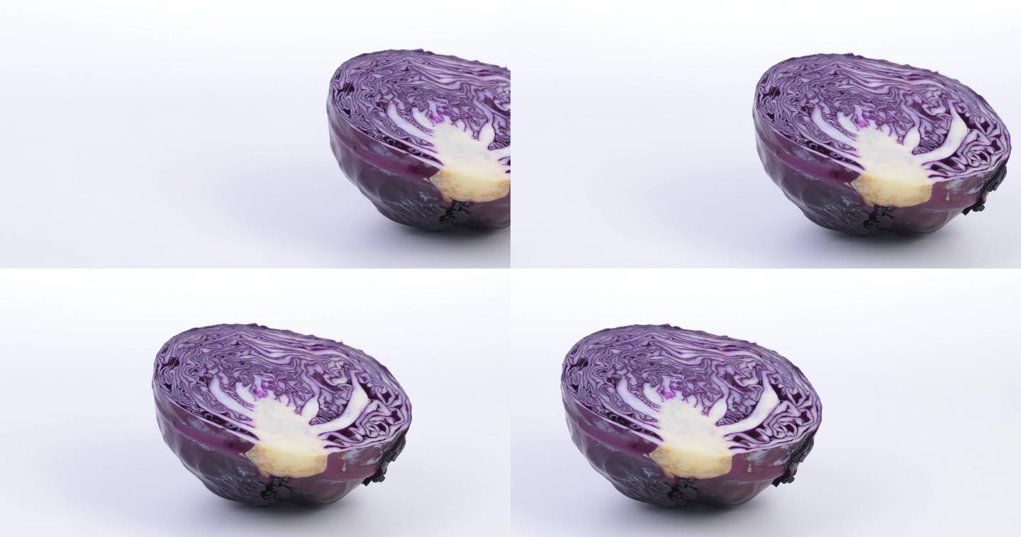 【正版素材】蔬菜紫甘蓝白背景全景横移