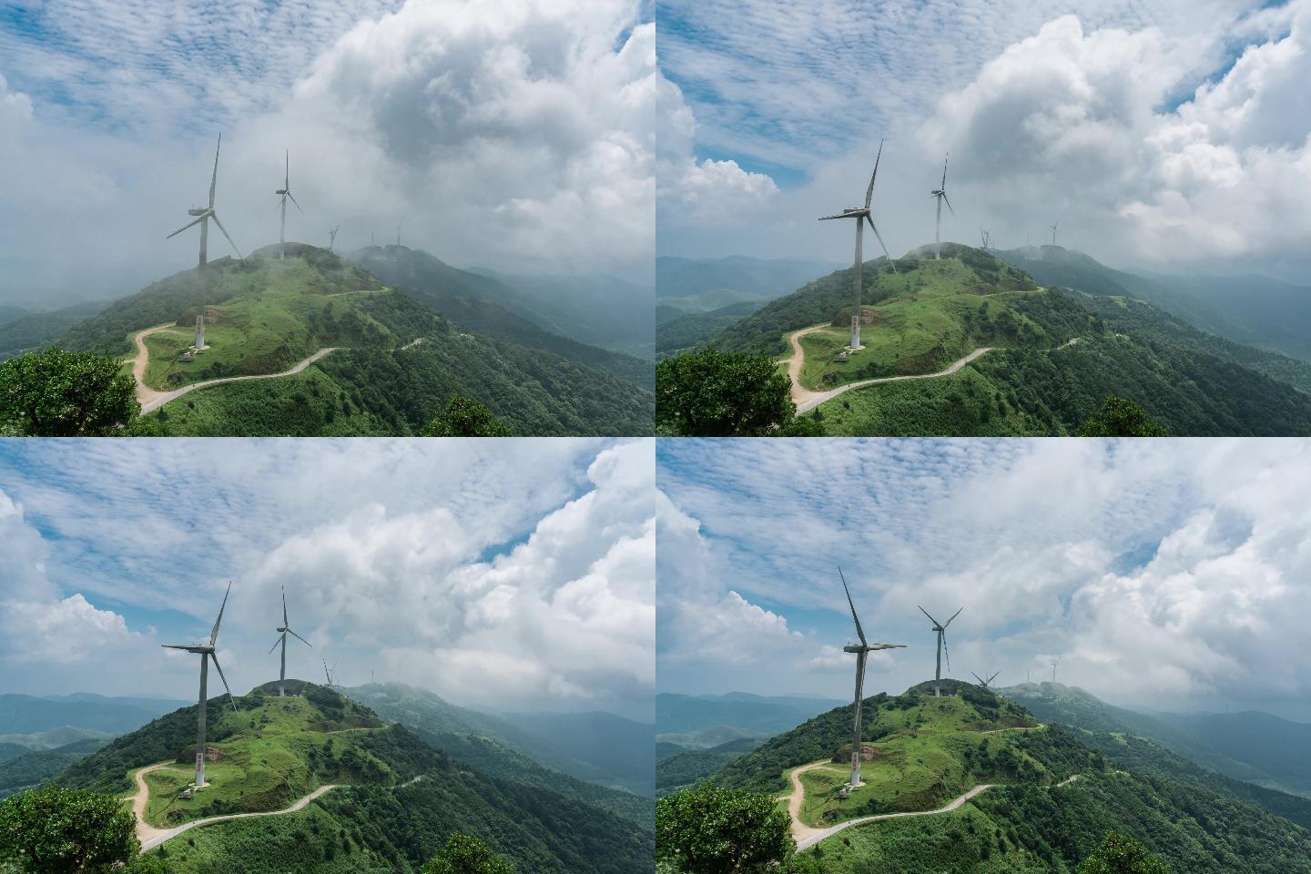 大容山风车蓝天白云风景延时