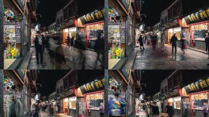 济南芙蓉街人文人流夜景延时摄影