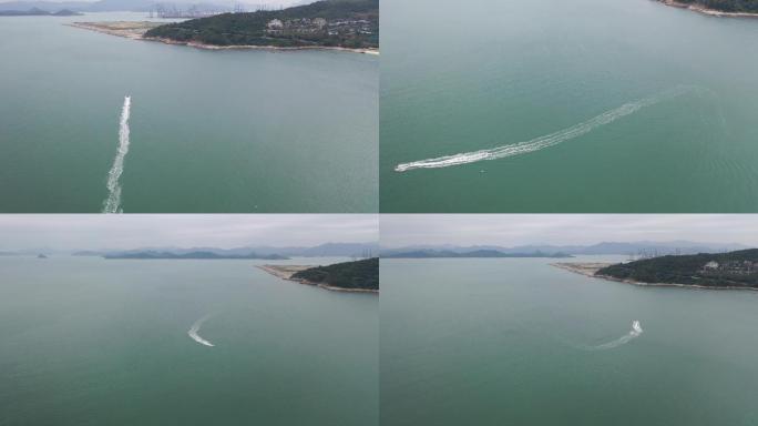 深圳杨梅坑海浪跟船航拍高清短视频素材