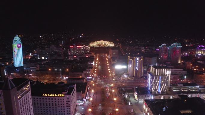 威海风光市区夜景航拍