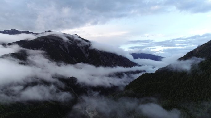 树林雪山素材风景航拍