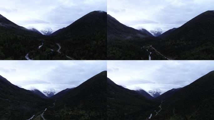 树林雪山素材风景航拍