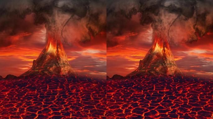 创意火山爆发岩浆流动