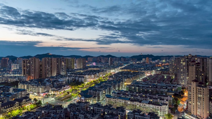 城市晚霞夜景延时6k原素材