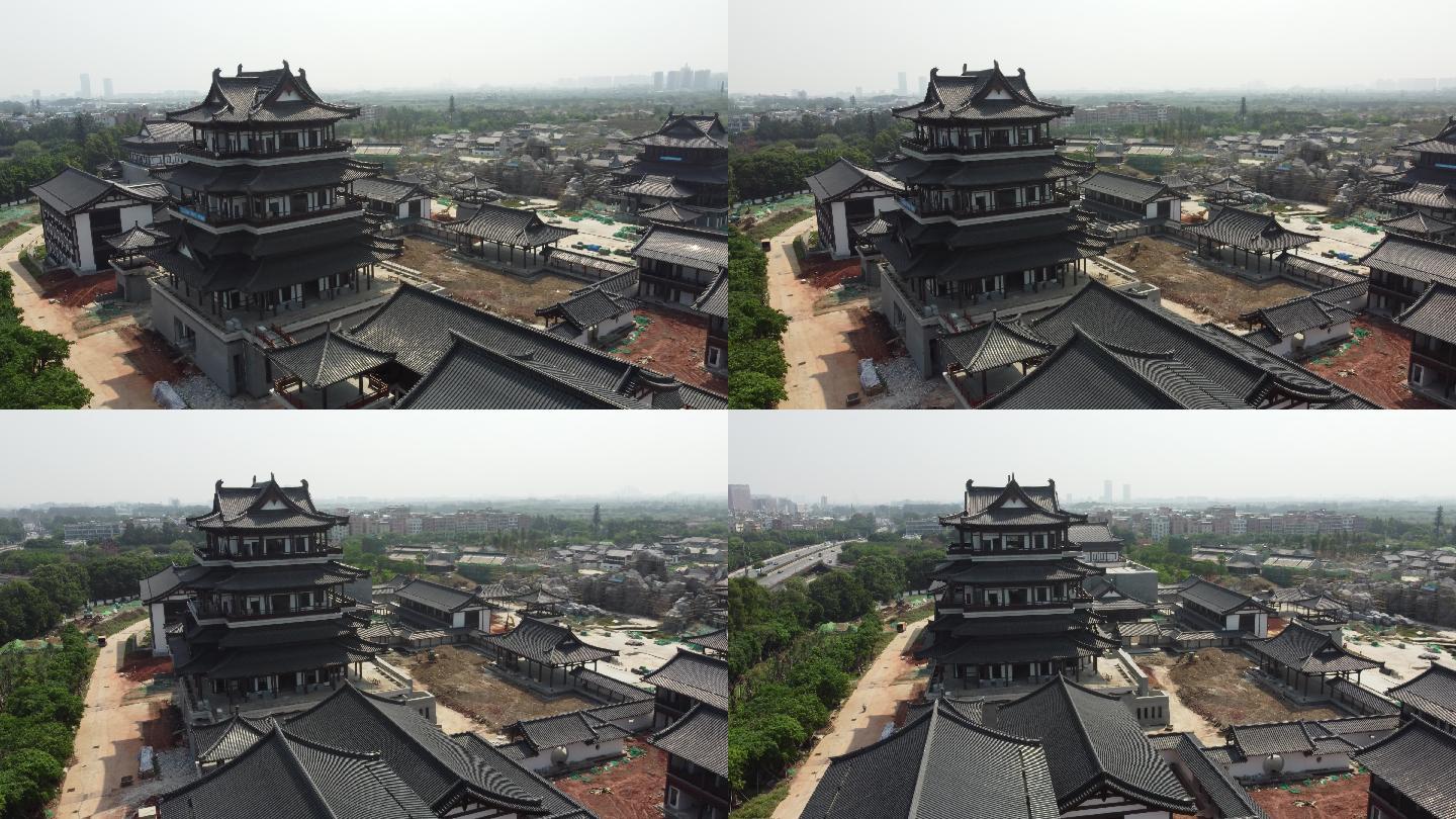 航拍4k建设中的广州新文化馆全貌