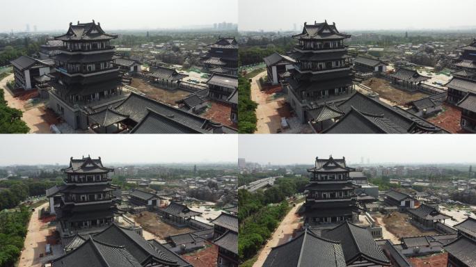 航拍4k建设中的广州新文化馆全貌