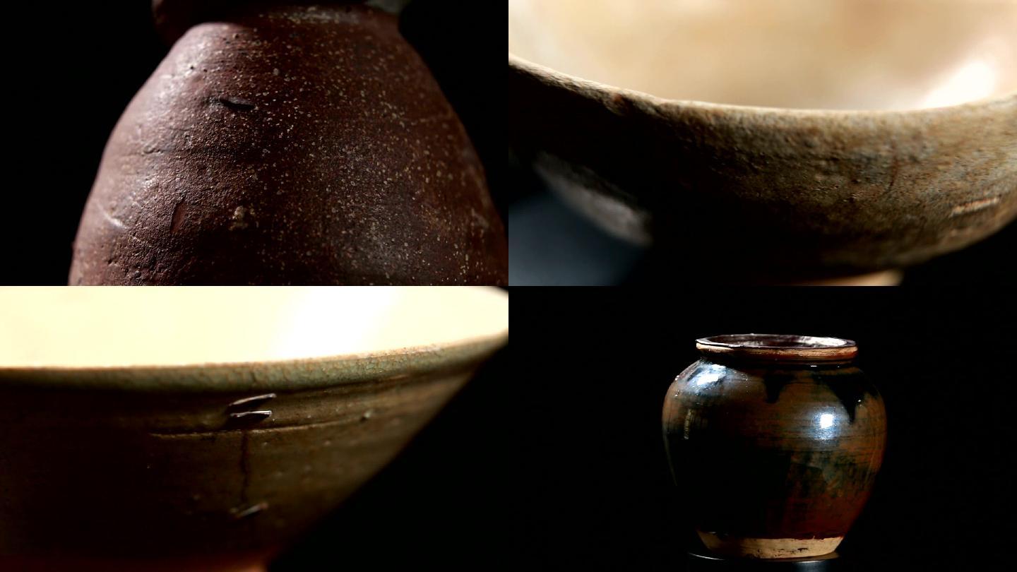 传统民间手工艺锔瓷古董文玩残器高清空镜