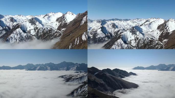 川西高原巴郞山云海雪山航拍