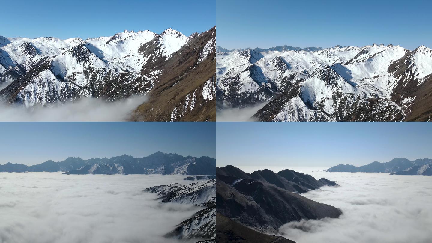 川西高原巴郞山云海雪山航拍