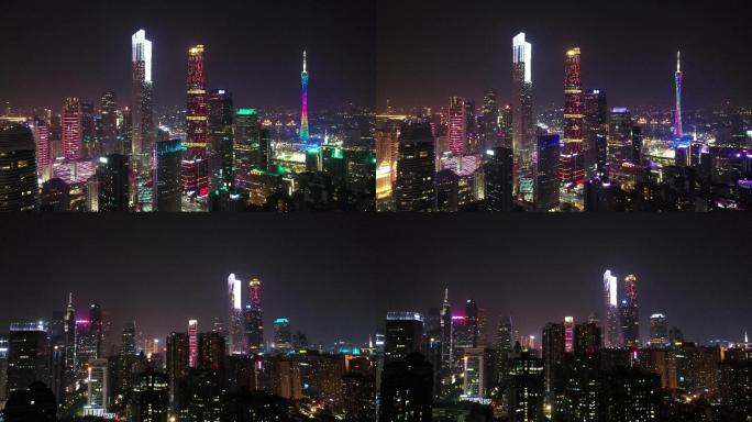 4K航拍广州市中央商务区夜色