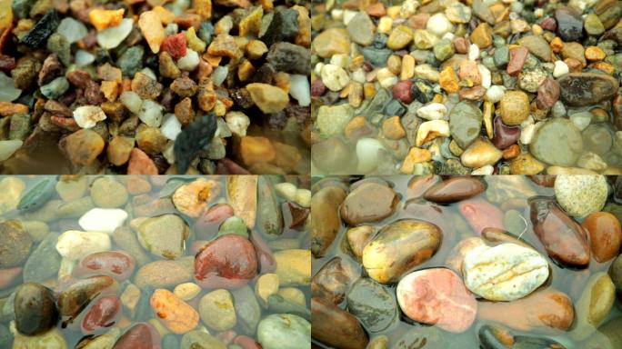桂林漓江河边石头石块碎石高清特写空镜