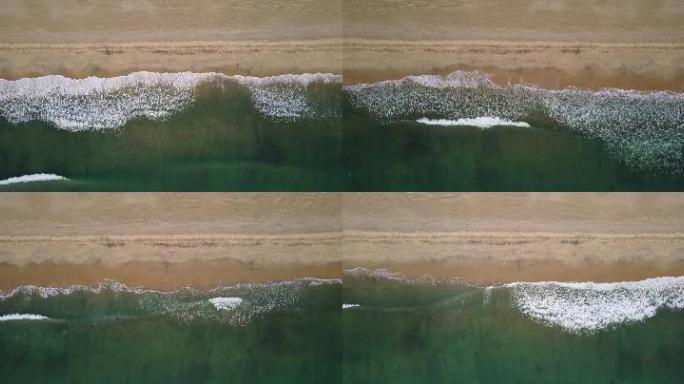 宽屏俯视航拍沙滩海浪素材01