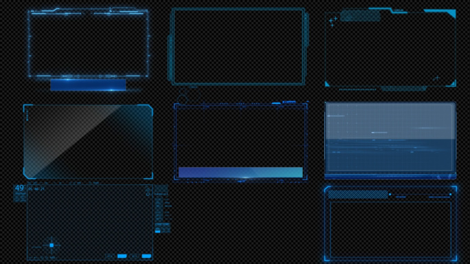 蓝色科技框科技图文线框通道视频素材
