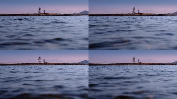 【4k】海面湖边水面波浪夕阳