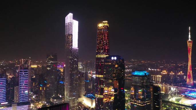 4K航拍广州中央商务区夜色合集