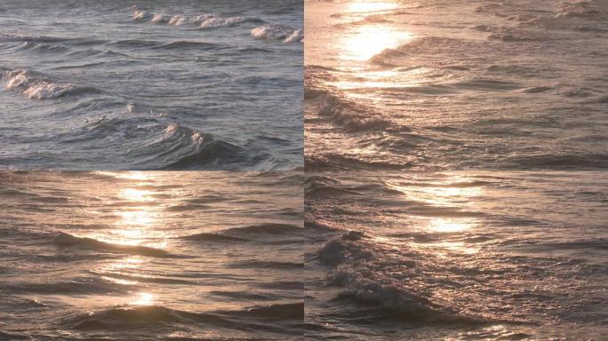 索尼实拍升格海浪浪花远景金色海浪