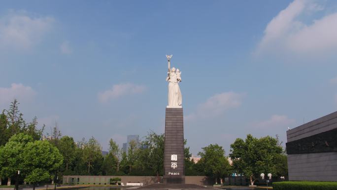 南京大屠杀遇难者纪念馆和平鸽航拍素材