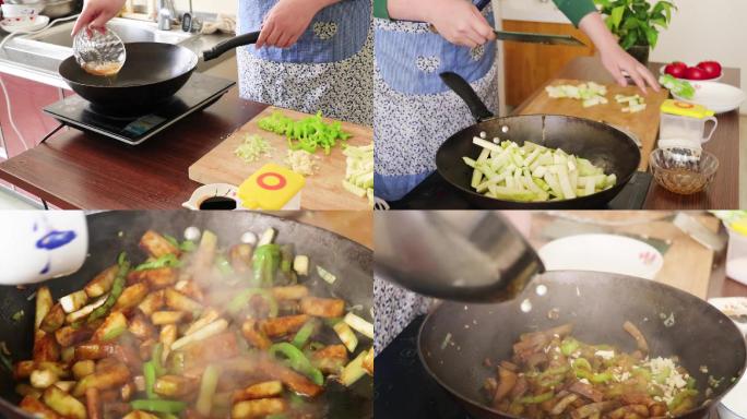 美食家常菜炒茄子制作视频素材