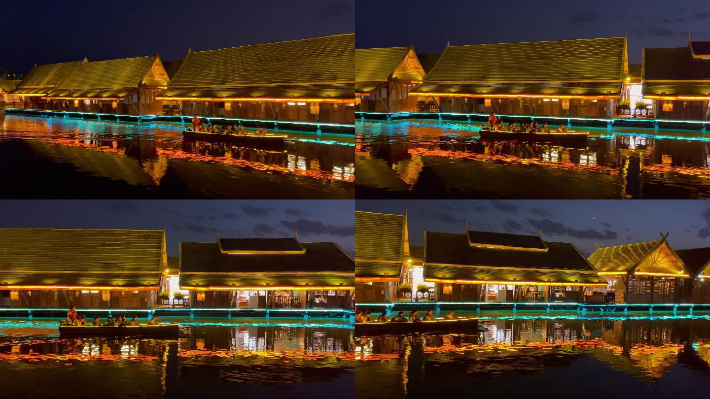 西双版纳湄公河水上市场夜景游艇