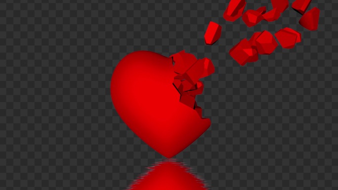 2款红色爱心心形破碎-带通道