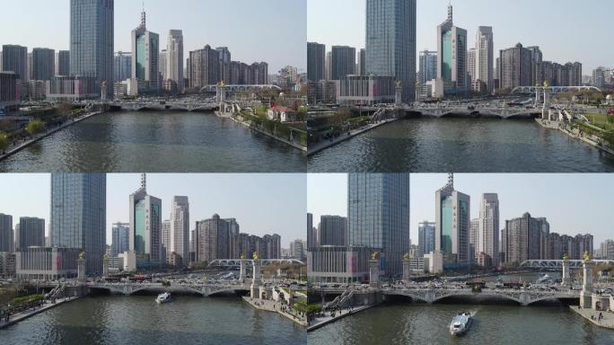 4K航拍天津北安桥海河沿岸