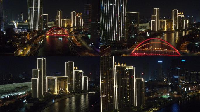 4K天津海河夜景航拍