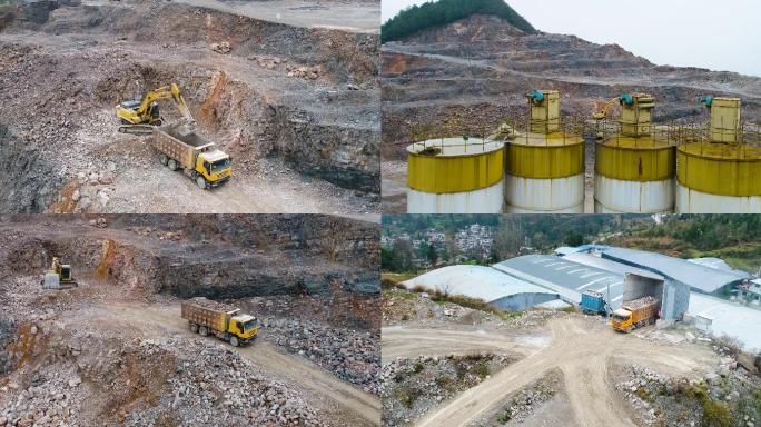 采石厂工程建设挖掘机挖土