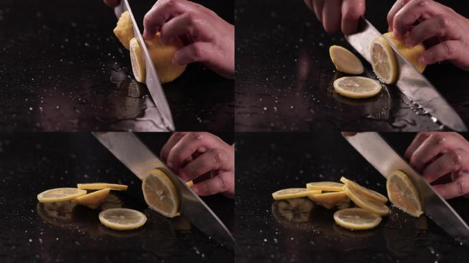 实拍素材切柠檬