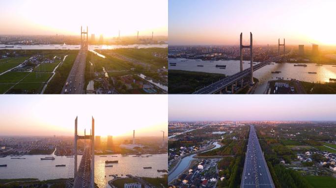 上海闵浦大桥4K航拍原素材（4分钟）
