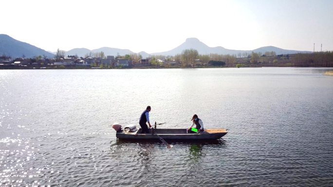 4K划船湖泊旅游休闲度假-湖水小船