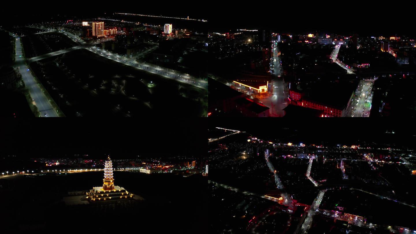 4K青海省海南州共和县夜景航拍