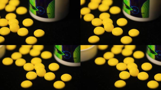 生病吃药黄色药品药物广告空镜头
