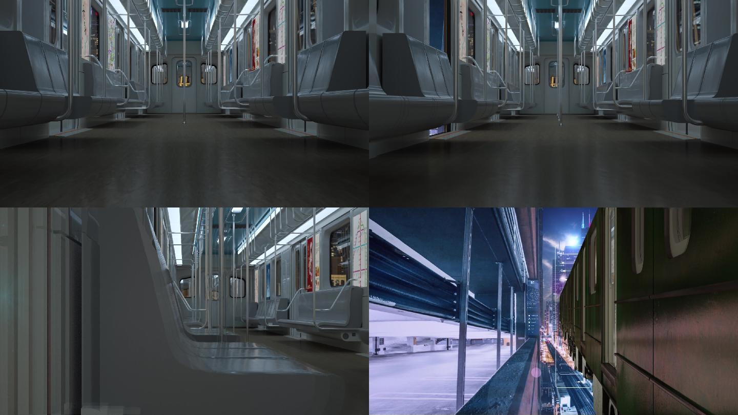 高级写实列车（地铁）模型场景C4D
