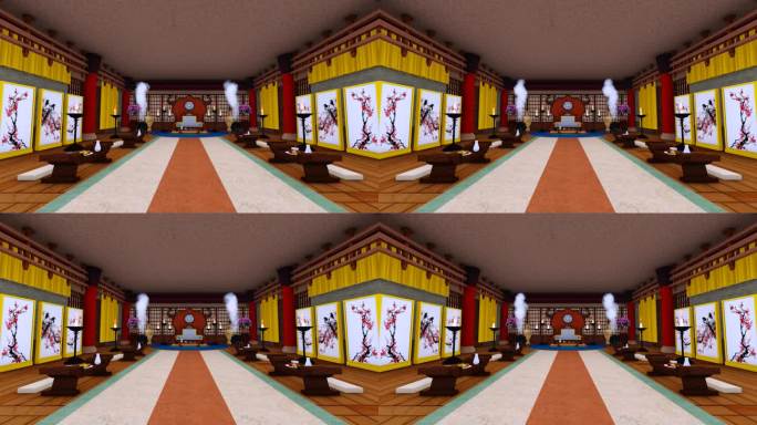 古代宫殿宴会厅场景动画