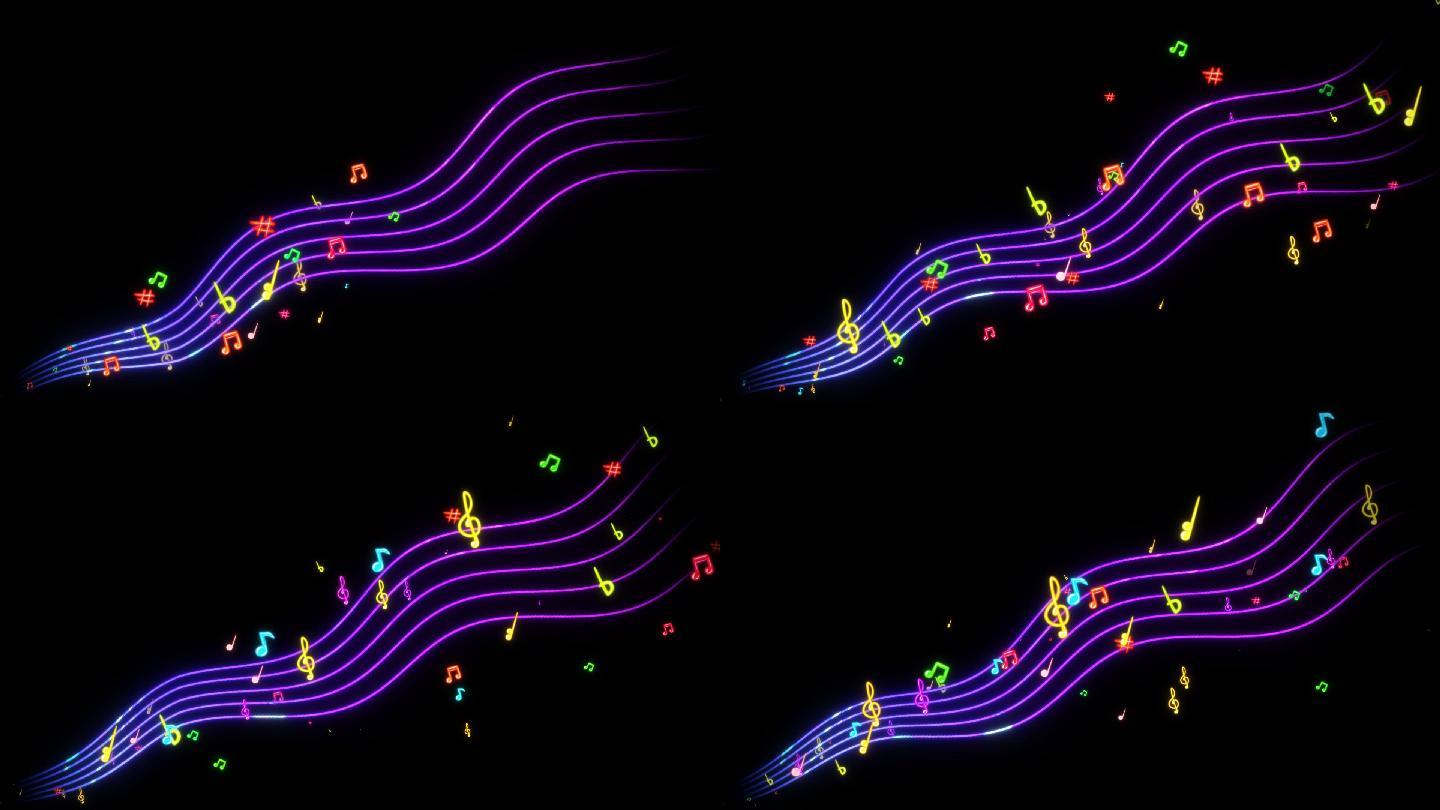 跳动彩色五线谱音符素材