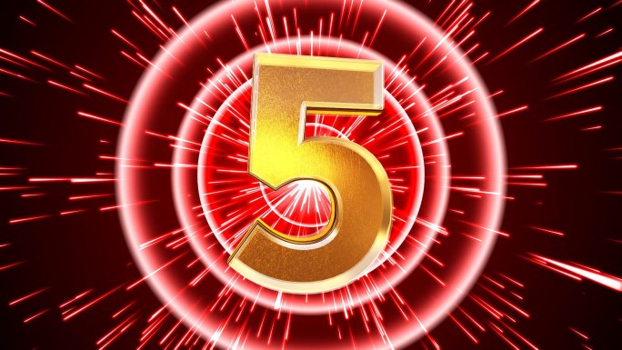 红色粒子立体5秒倒计时视频