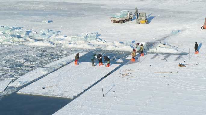 哈尔滨采冰航拍