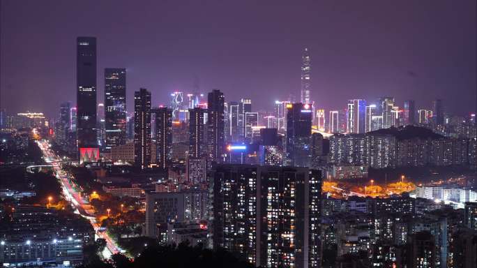 深圳福田夜景4K延时素材