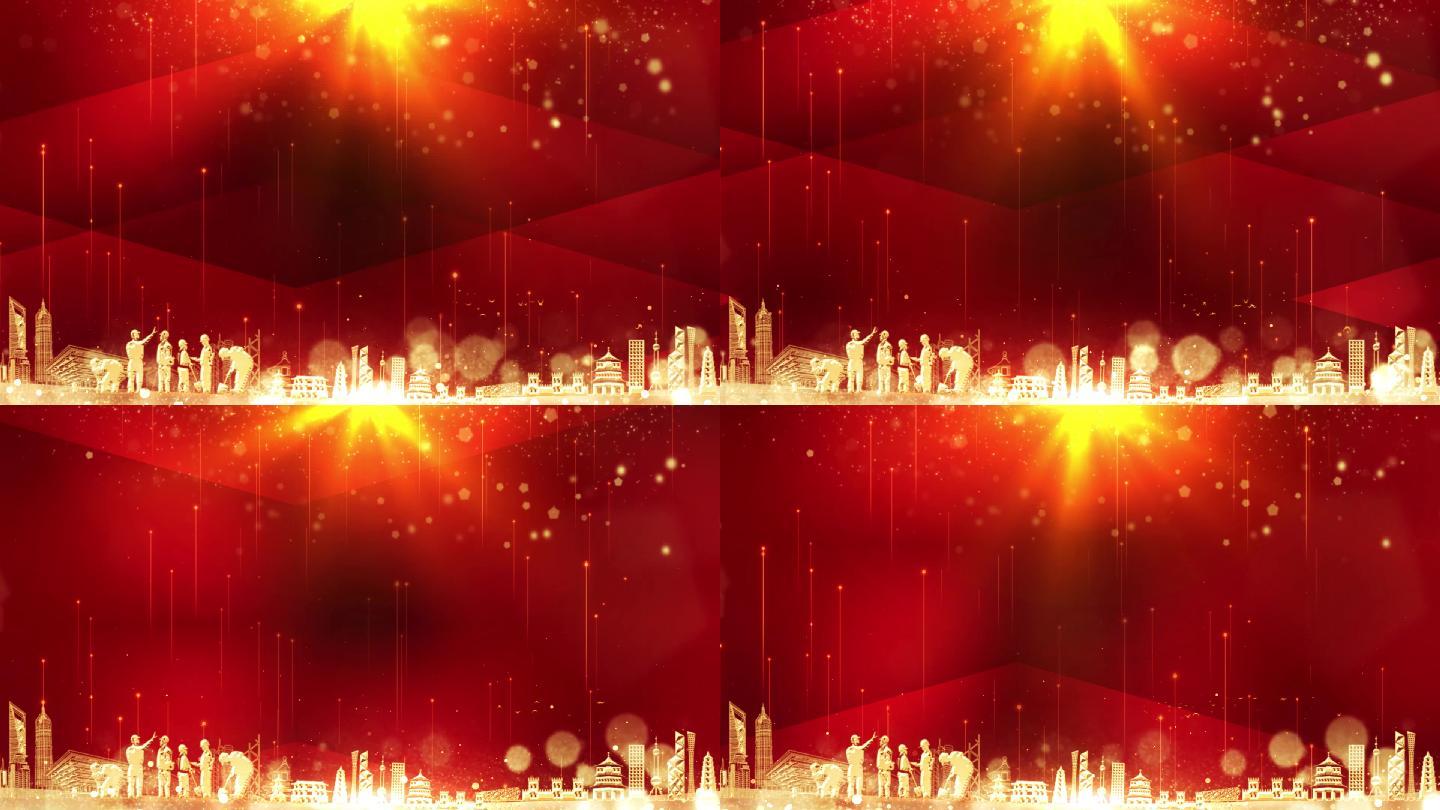 金色城市建筑LED背景-循环